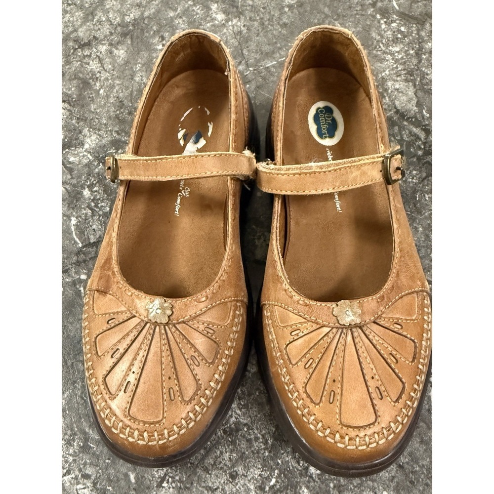 Dr. Comfort Womens Paradise Diabetic Mary Jane Sz 7 XW Saddle Tan Leather Shoes